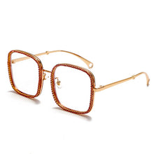 Load image into Gallery viewer, Oversized Square Glasses Frames Women 2023 Vintage Diamond Sunglasses Red Blue Crystal Chain Glasses Female Eyewear