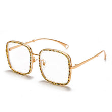 Load image into Gallery viewer, Oversized Square Glasses Frames Women 2023 Vintage Diamond Sunglasses Red Blue Crystal Chain Glasses Female Eyewear