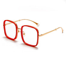 Load image into Gallery viewer, Oversized Square Glasses Frames Women 2023 Vintage Diamond Sunglasses Red Blue Crystal Chain Glasses Female Eyewear