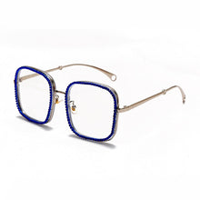 Load image into Gallery viewer, Oversized Square Glasses Frames Women 2023 Vintage Diamond Sunglasses Red Blue Crystal Chain Glasses Female Eyewear