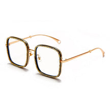Load image into Gallery viewer, Oversized Square Glasses Frames Women 2023 Vintage Diamond Sunglasses Red Blue Crystal Chain Glasses Female Eyewear