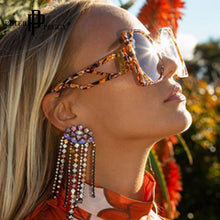 Load image into Gallery viewer, Oversized Square  Sunglasses Vintage Leopard One Piece Big Frame Glasses Women Punk Eyewear Shades UV400