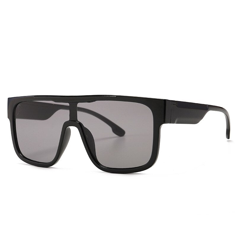 Oversized Square One Lens Stripe Sunglasses Men Women Shades UV400 Vintage Glasses