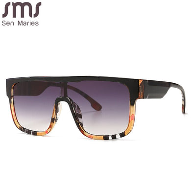 Oversized Square One Lens Stripe Sunglasses Men Women Shades UV400 Vintage Glasses