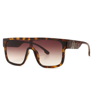 Oversized Square One Lens Stripe Sunglasses Men Women Shades UV400 Vintage Glasses