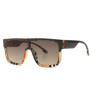 Oversized Square One Lens Stripe Sunglasses Men Women Shades UV400 Vintage Glasses
