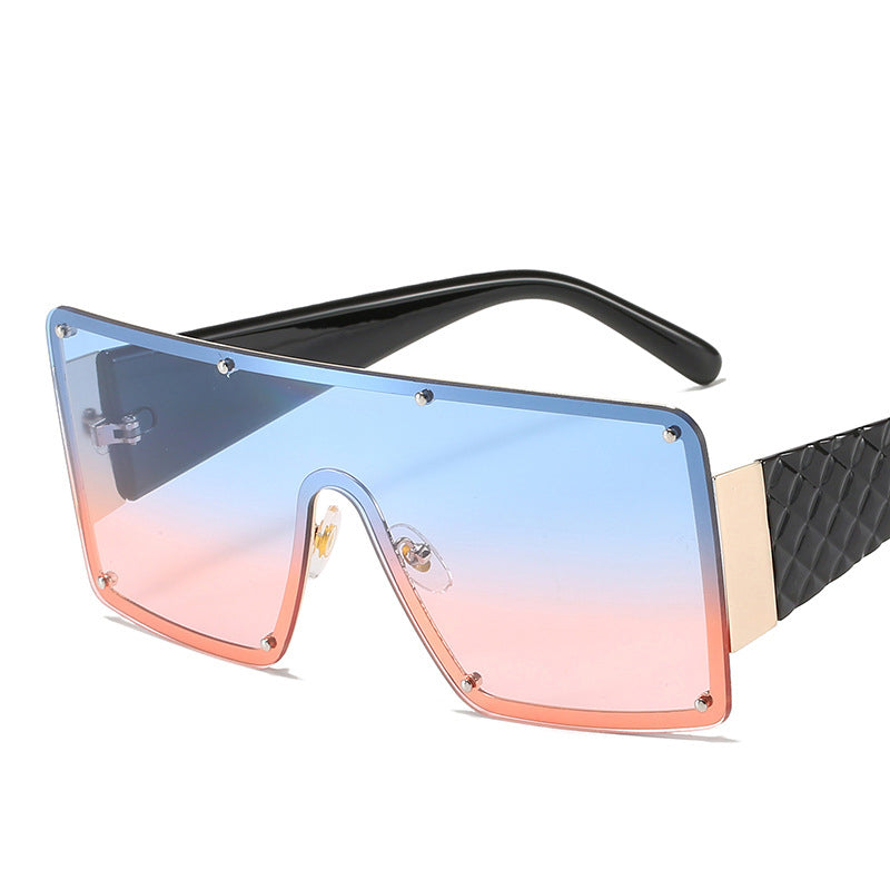 Oversized Square One Piece Gradient Sunglasses Women 2023 Desinger Blue Pink Big Y2k Windproof Sunglasses  Brand