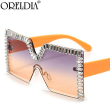 Load image into Gallery viewer, Oversized Square Rhinestone Sunglasses Women  Rimless Diamond Design Flat Top Sun Glasses Brand Designer Eyewear UV400