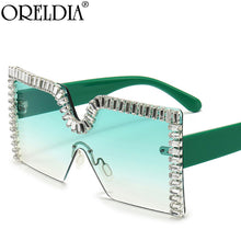 Load image into Gallery viewer, Oversized Square Rhinestone Sunglasses Women  Rimless Diamond Design Flat Top Sun Glasses Brand Designer Eyewear UV400