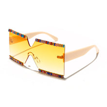 Load image into Gallery viewer, Oversized Square Rhinestone Sunglasses Women Mix Diamond Design Big Frame  Large Flat Top Sun Glasses Trendy Shades