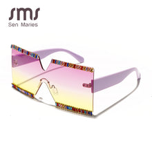 Load image into Gallery viewer, Oversized Square Rhinestone Sunglasses Women Mix Diamond Design Big Frame  Large Flat Top Sun Glasses Trendy Shades