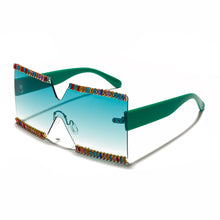 Load image into Gallery viewer, Oversized Square Rhinestone Sunglasses Women Mix Diamond Design Big Frame  Large Flat Top Sun Glasses Trendy Shades
