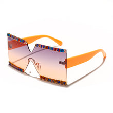 Load image into Gallery viewer, Oversized Square Rhinestone Sunglasses Women Mix Diamond Design Big Frame  Large Flat Top Sun Glasses Trendy Shades