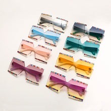 Load image into Gallery viewer, Oversized Square Rhinestone Sunglasses Women Mix Diamond Design Big Frame  Large Flat Top Sun Glasses Trendy Shades