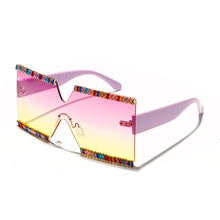 Load image into Gallery viewer, Oversized Square Rhinestone Sunglasses Women Mix Diamond Design Big Frame  Large Flat Top Sun Glasses Trendy Shades