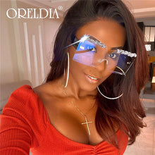 Load image into Gallery viewer, Oversized Square Rimless Rhinestone Sunglasses Women Brand Designer Flat Top Diamond Sun Glasses Female One Piece Gafa de sol