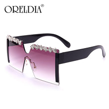 Load image into Gallery viewer, Oversized Square Rimless Rhinestone Sunglasses Women Brand Designer Flat Top Diamond Sun Glasses Female One Piece Gafa de sol