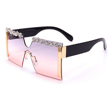Load image into Gallery viewer, Oversized Square Rimless Rhinestone Sunglasses Women Brand Designer Flat Top Diamond Sun Glasses Female One Piece Gafa de sol