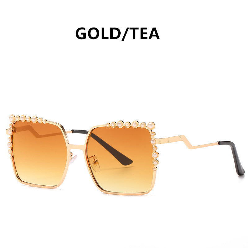 Oversized Square Sun Glasses Ladies 2023  Pearl Sunglasses Women Brand Designer Shades Big Frame Oculos очки