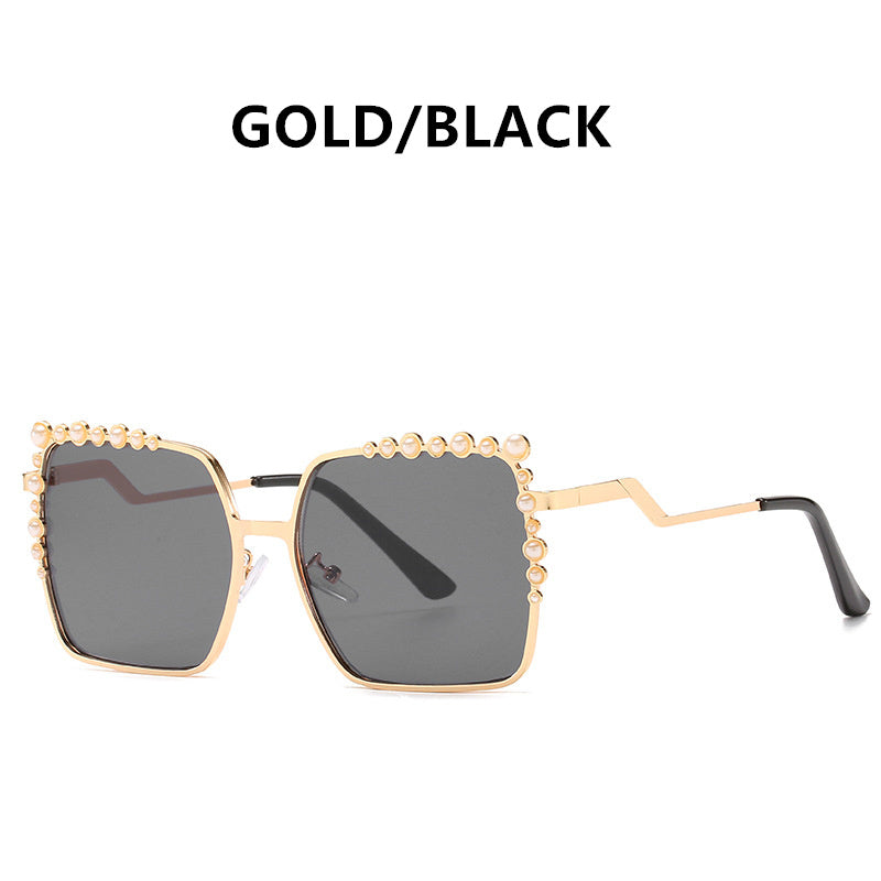 Oversized Square Sun Glasses Ladies 2023  Pearl Sunglasses Women Brand Designer Shades Big Frame Oculos