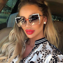 Load image into Gallery viewer, Oversized Square Sun Glasses Ladies 2022   Pearl Sunglasses Women Brand Designer   Shades big Square