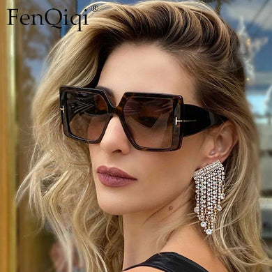 Oversized Square Sun Glasses Women 2023 Leopard Gradient Shades Glasses Gafas De Sol Hombre Sunglasses Gafas De Sol Hombre