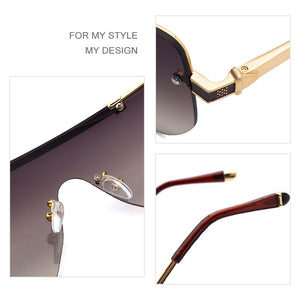Oversized Square Sunglasses For Men One Piece Gradient Lens Big Frame Sun Glasses 2022 Semi-Rimless Brand Design UV400 Driving