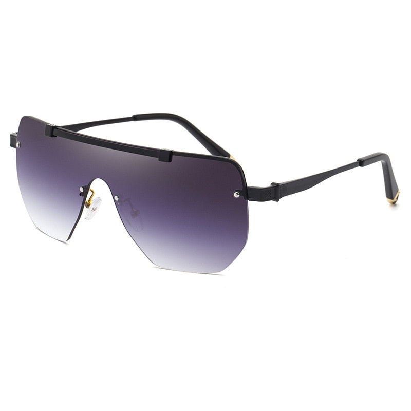 Oversized Square Sunglasses For Men One Piece Gradient Lens Big Frame Sun Glasses 2022 Semi-Rimless Brand Design UV400 Driving