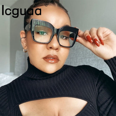 Oversized Square Sunglasses Frame Optical Frame 2023 Cat Eye Prescription Lens Big Clear Transparent Eyeglasses Glasses Women