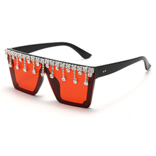 Load image into Gallery viewer, Oversized Square Sunglasses Ladies Rhinestone Tassel Sunglasses Gradient Color Lens Sunglasses Men's Accessories UV400