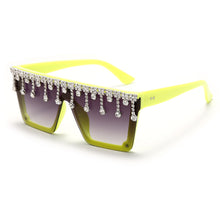 Load image into Gallery viewer, Oversized Square Sunglasses Ladies Rhinestone Tassel Sunglasses Gradient Color Lens Sunglasses Men's Accessories UV400