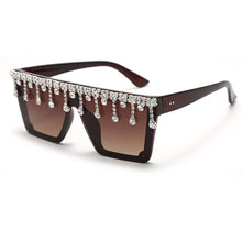 Load image into Gallery viewer, Oversized Square Sunglasses Ladies Rhinestone Tassel Sunglasses Gradient Color Lens Sunglasses Men's Accessories UV400