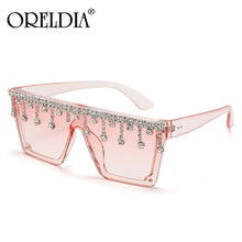 Load image into Gallery viewer, Oversized Square Sunglasses Ladies Rhinestone Tassel Sunglasses Gradient Color Lens Sunglasses Men's Accessories UV400