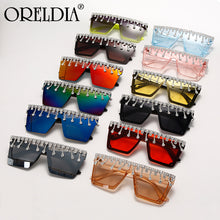 Load image into Gallery viewer, Oversized Square Sunglasses Ladies Rhinestone Tassel Sunglasses Gradient Color Lens Sunglasses Men's Accessories UV400