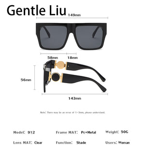 Oversized Square Sunglasses Men's Quality  Brand Designer Sun Glasses Women's Large Frame Retro Eyeglasses UV400