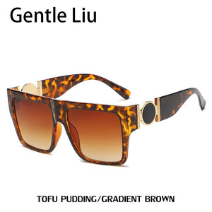 Oversized Square Sunglasses Men's Quality  Brand Designer Sun Glasses Women's Large Frame Retro Eyeglasses UV400
