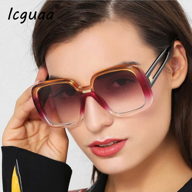 Oversized Square Sunglasses Women 2023  Brand Gradient color Flat Top Men Gafas Shade Mirror UV400