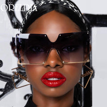 Load image into Gallery viewer, Oversized Square Sunglasses Women 2023 Brand Designer Gradient Blue Black One Piece Sun Glasses Style Shades UV400