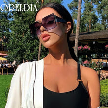 Load image into Gallery viewer, Oversized Square Sunglasses Women 2023 Brand Designer Gradient Blue Black One Piece Sun Glasses Style Shades UV400