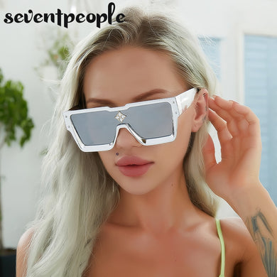 Oversized Square Sunglasses Women 2023 Big Frame One Piece Diamond Sun Glasses for Female Large Flat Top Eyewear Unisex