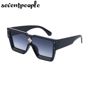 Oversized Square Sunglasses Women 2023 Big Frame One Piece Diamond Sun Glasses for Female Large Flat Top Eyewear Unisex