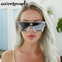 Load image into Gallery viewer, Oversized Square Sunglasses Women 2023 Big Frame One Piece Diamond Sun Glasses for Female Large Flat Top Eyewear Unisex