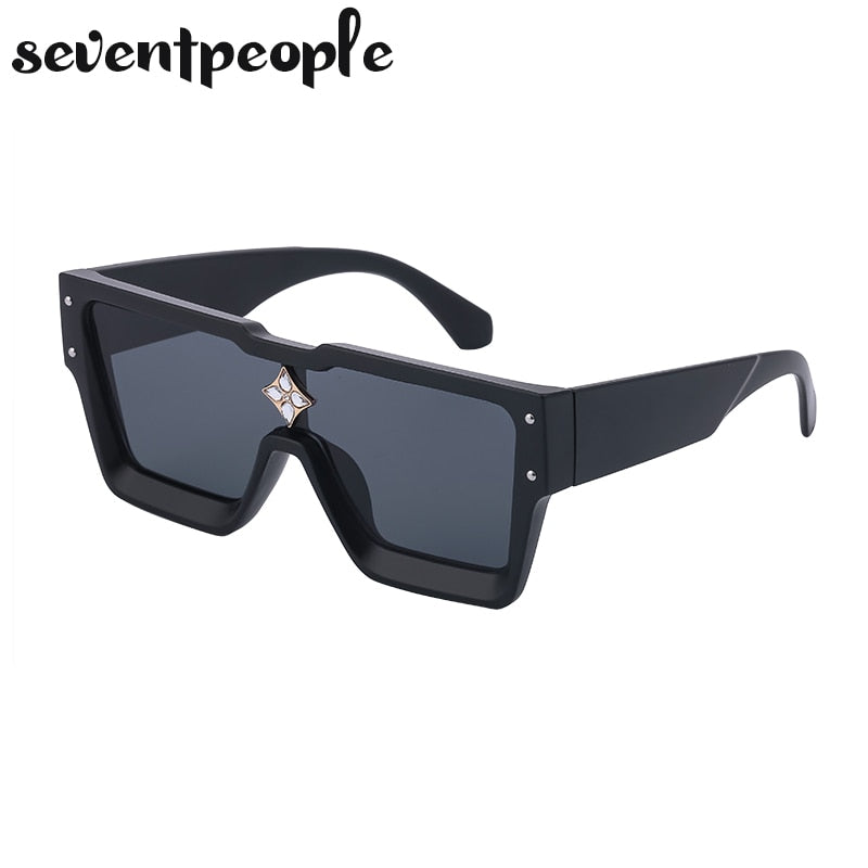 Oversized Square Sunglasses Women 2023 Big Frame One Piece Diamond Sun Glasses for Female Large Flat Top Eyewear Unisex