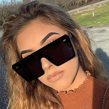 Load image into Gallery viewer, Oversized Square Sunglasses Women 2022  Brand  Flat Top Red Black Clear Lens One Piece Men Gafas Shade Mirror UV400