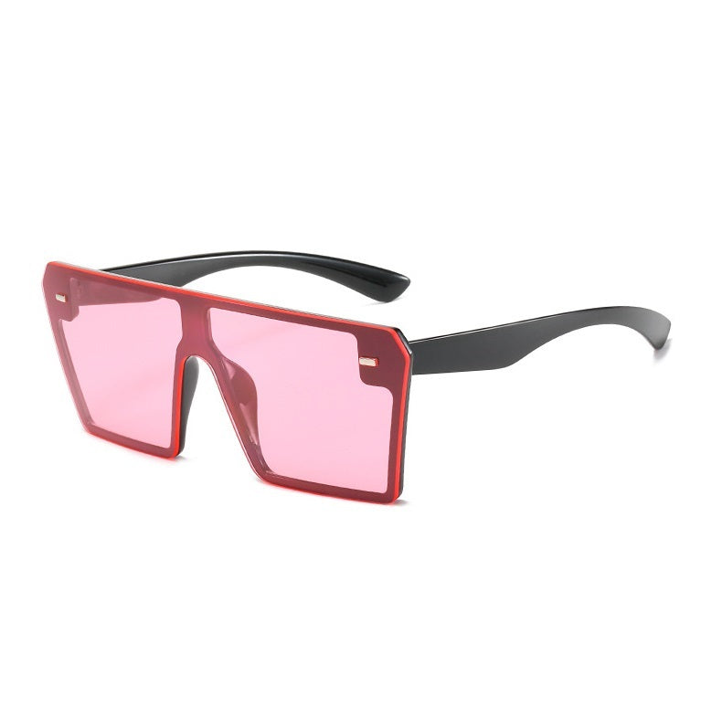Oversized Square Sunglasses Women 2023  Brand Flat Top Red Black Clear Lens One Piece Men Gafas Shade Mirror UV400