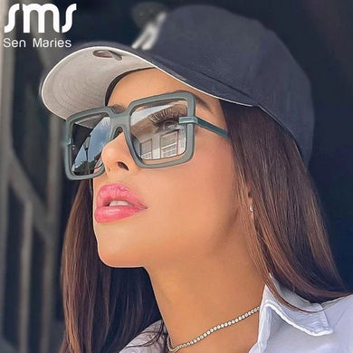 Oversized Square Sunglasses Women Hollow  Frame Sunglasses Brand Designer Men Women Shades Uv400 Vintage Glasses