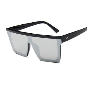 Occhiali da sole quadrati oversize da donna di marca Flat Top Big Pink Black Lenti trasparenti One Piece Gafas femminili con specchio 