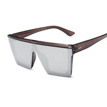 Carica l&#39;immagine nel visualizzatore di Gallery, Occhiali da sole quadrati oversize da donna di marca Flat Top Big Pink Black Lenti trasparenti One Piece Gafas femminili con specchio 