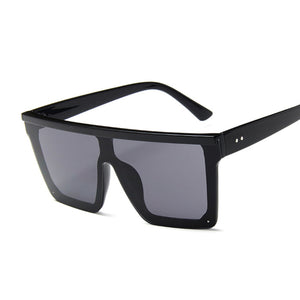 Occhiali da sole quadrati oversize da donna di marca Flat Top Big Pink Black Lenti trasparenti One Piece Gafas femminili con specchio 