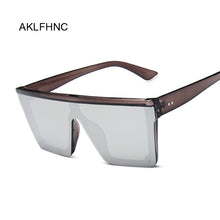 Carica l&#39;immagine nel visualizzatore di Gallery, Occhiali da sole quadrati oversize da donna di marca Flat Top Big Pink Black Lenti trasparenti One Piece Gafas femminili con specchio 